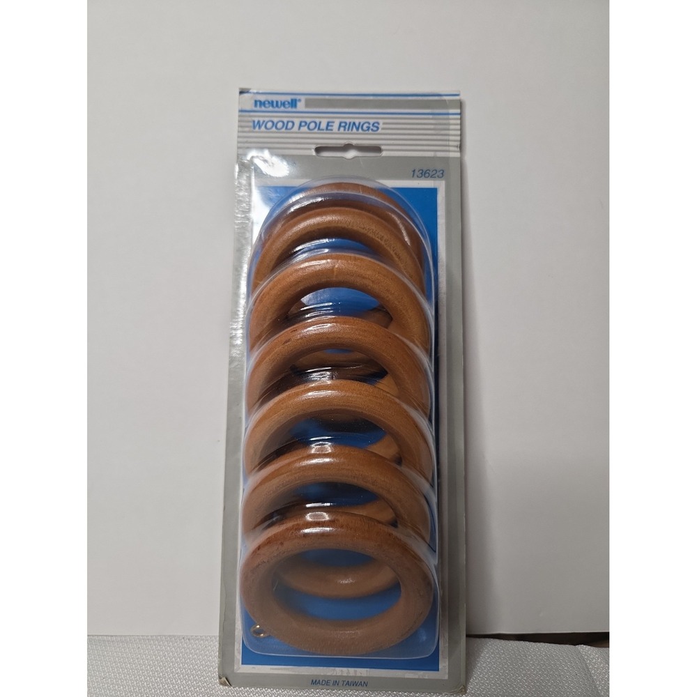Vintage Newell  MCM Wood Drapery Curtain Rod Pole Ring Light Oak Finish Set of 7